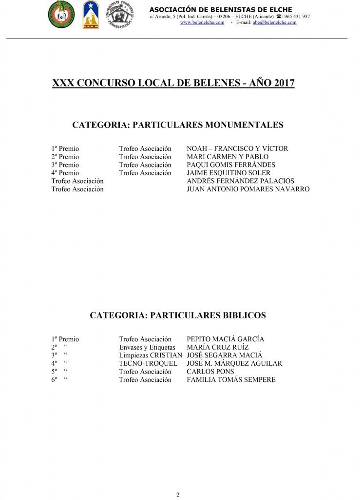 XXX CONCURSO LOCAL DE BELENES 2017